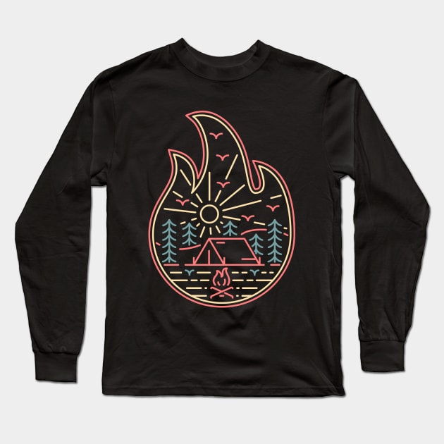 Camp Fire Long Sleeve T-Shirt by VEKTORKITA